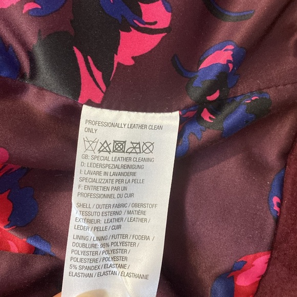 Real leather Isaac mizrahi live us 10 plum motorcycle jacket gold zippers - Picture 9 of 13